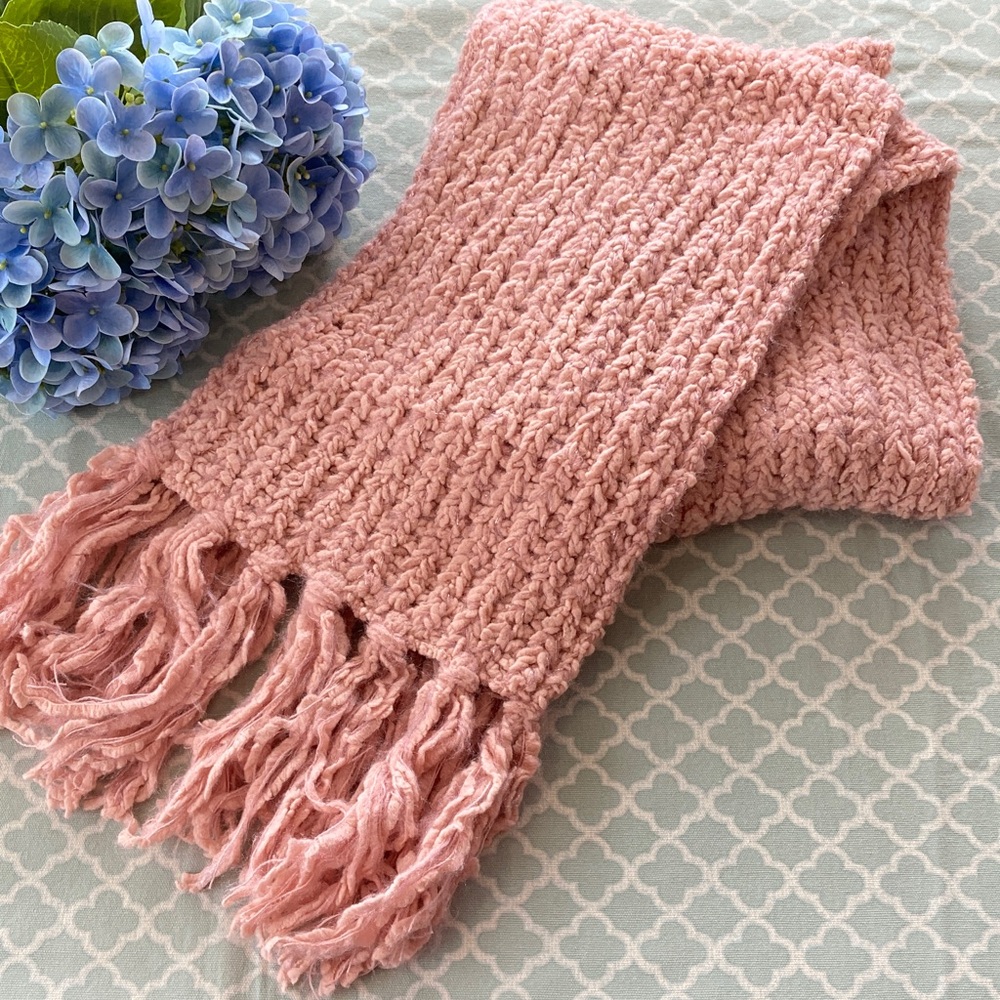 Mixit Pink Shimmer Knit Cozy Winter Blanket Scarf